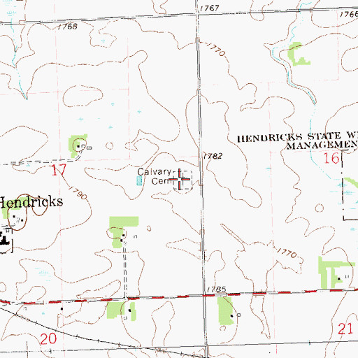 Topographic Map of Calvary Cemetery, MN
