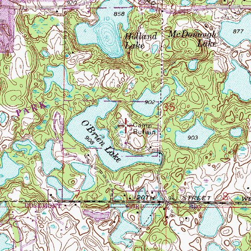 Topographic Map of Camp Butwin, MN