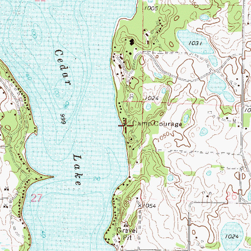 Topographic Map of Camp Courage, MN