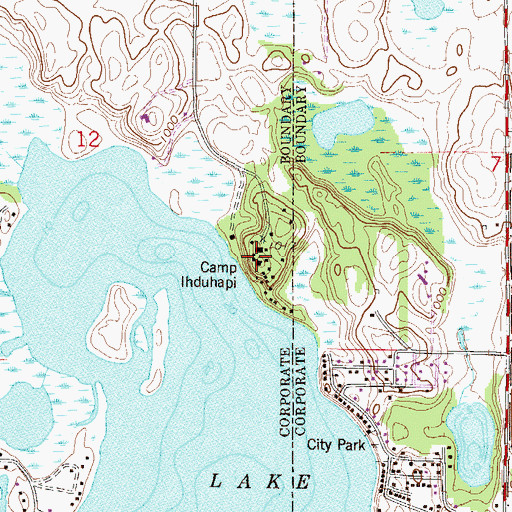 Topographic Map of Camp Ihduhapi, MN