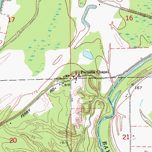 Topographic Map of Persons Chapel School (historical), AR