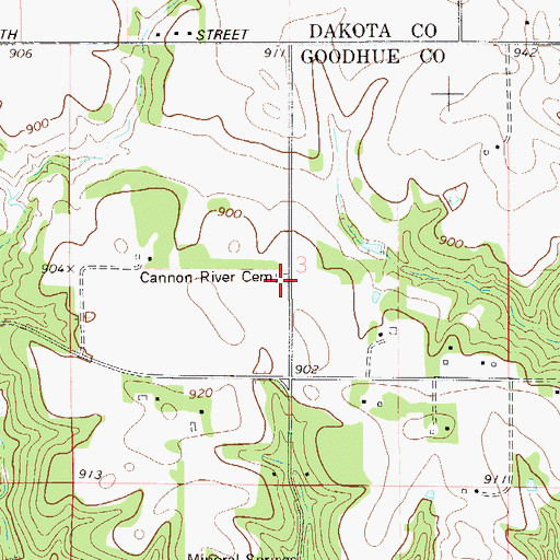 Topographic Map of Cannon River Cemetery, MN