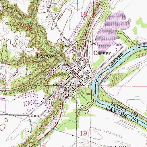 Topographic Map of Carver, MN