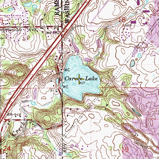 Topographic Map of Carver Lake, MN