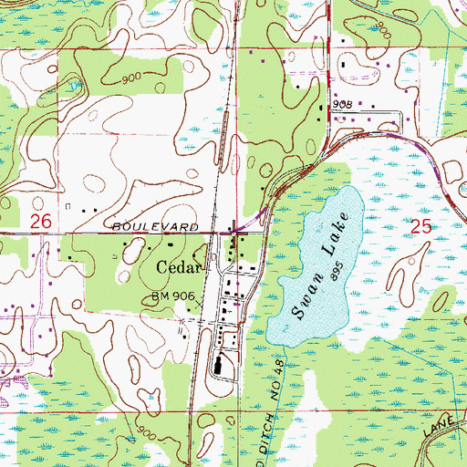 Topographic Map of Cedar, MN