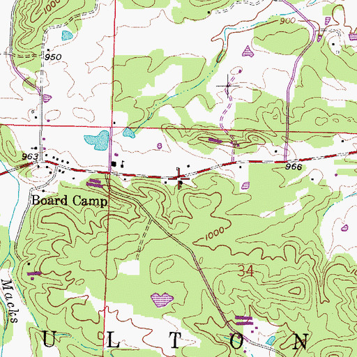 Topographic Map of Board Camp Assembly of God Church, AR