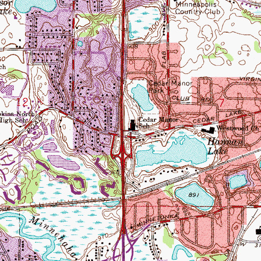 Topographic Map of Cedar Manor Intermediate Center, MN