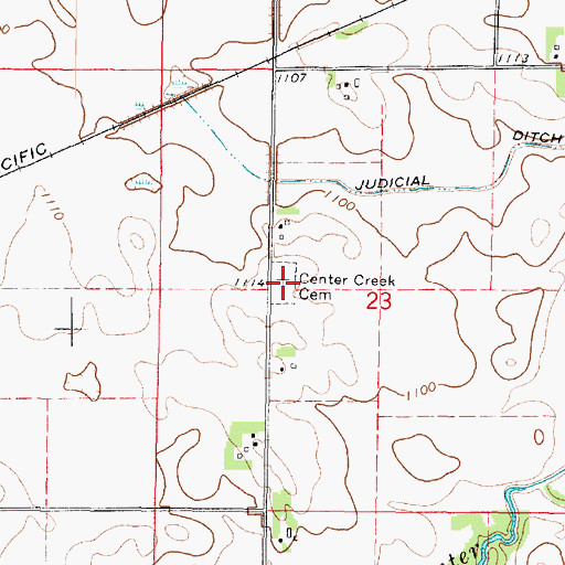 Topographic Map of Center Creek Cemetery, MN
