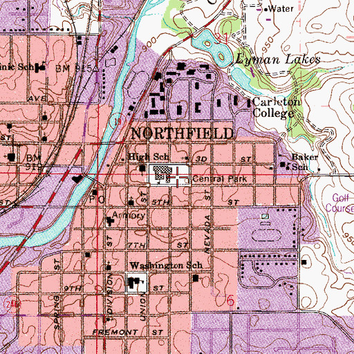 Topographic Map of Central Park, MN