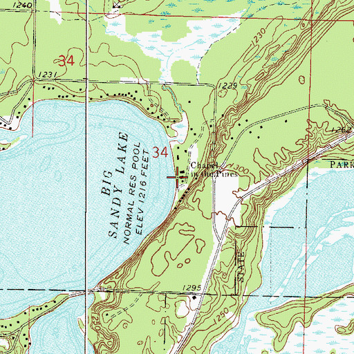 Topographic Map of Chapel in the Pines, MN