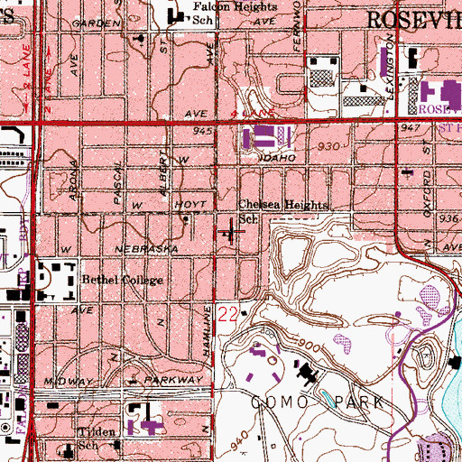 Topographic Map of Chelsea Heights School, MN
