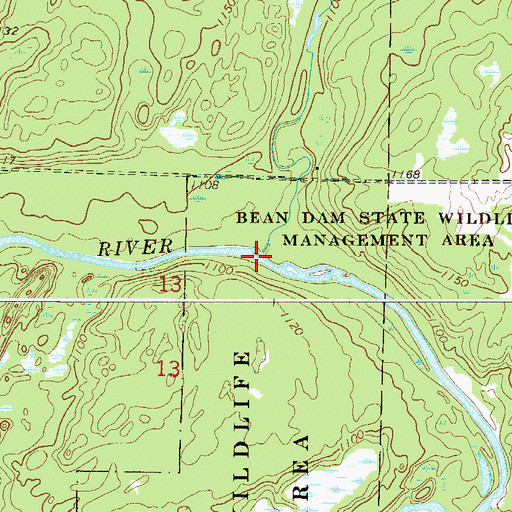 Topographic Map of Chelsey Brook, MN