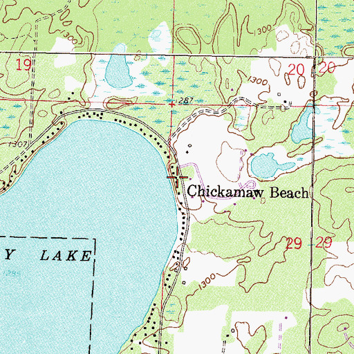 Topographic Map of Chickamaw Beach, MN