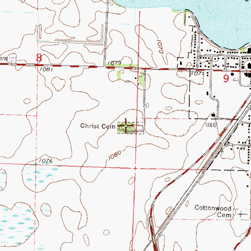 Topographic Map of Christ Cemetery, MN