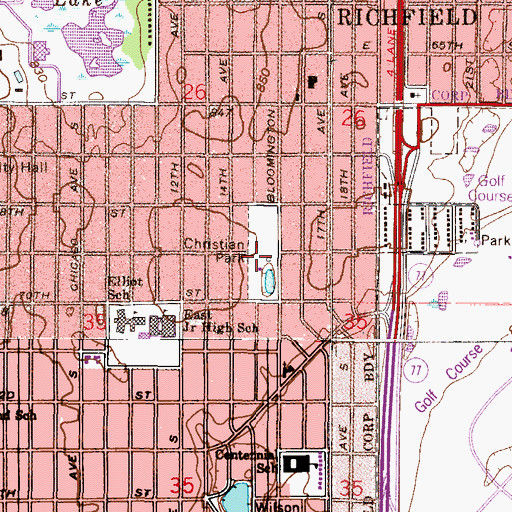 Topographic Map of Christian Park, MN