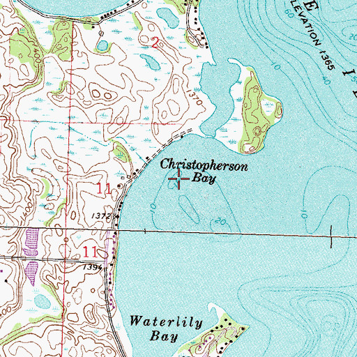 Topographic Map of Christopherson Bay, MN