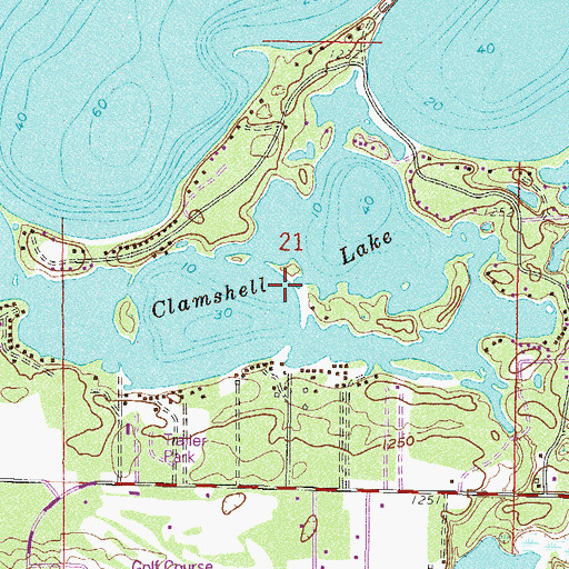 Topographic Map of Clamshell Lake, MN