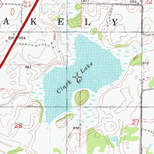 Topographic Map of Clark Lake, MN