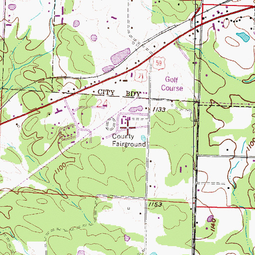 Topographic Map of Polk County Fairgrounds, AR