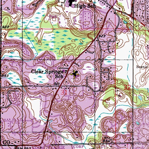 Topographic Map of Clear Springs Elementary School, MN