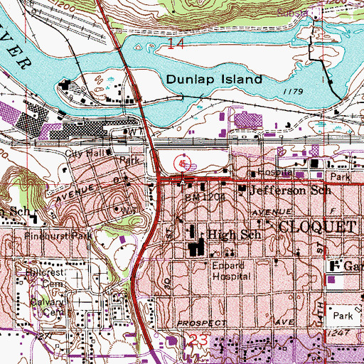 Topographic Map of Cloquet, MN