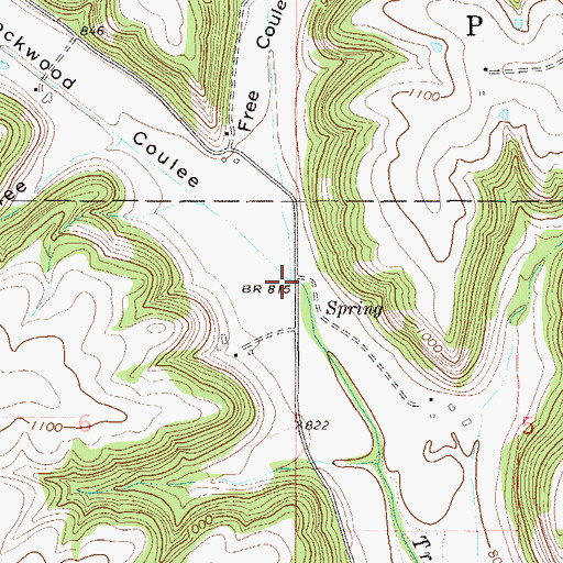 Topographic Map of Cockwood Coulee, MN