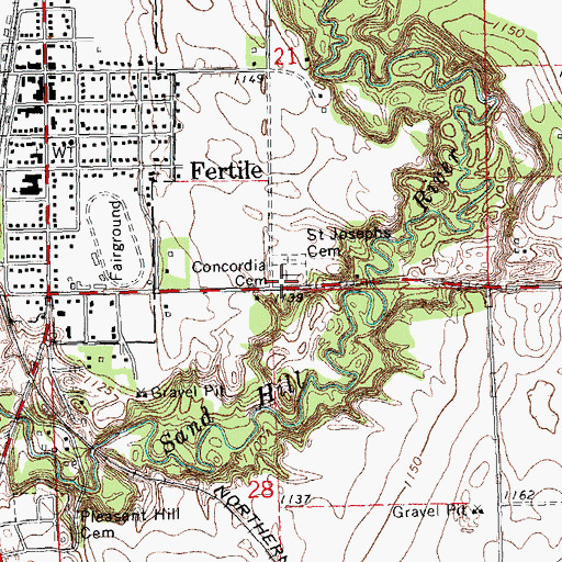 Topographic Map of Concordia East Cemetery, MN