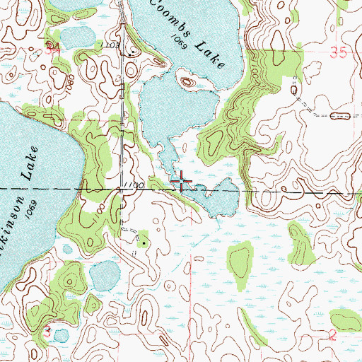 Topographic Map of Coombs Lake, MN