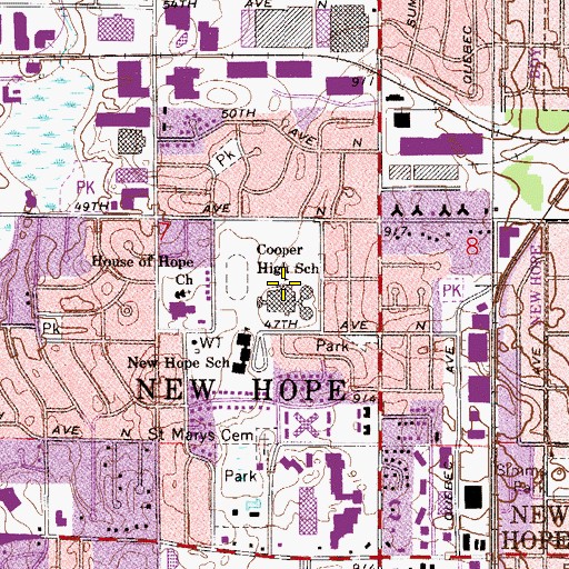 Topographic Map of Cooper High School, MN