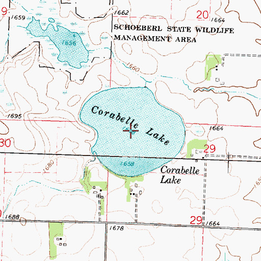 Topographic Map of Corabelle Lake, MN