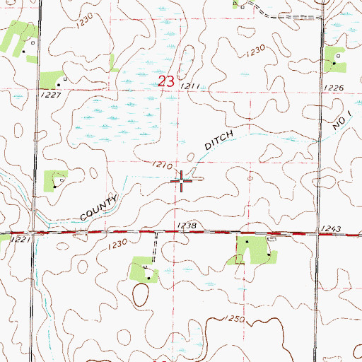 Topographic Map of County Ditch Number One, MN