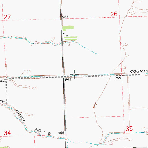 Topographic Map of County Ditch Number One-a, MN
