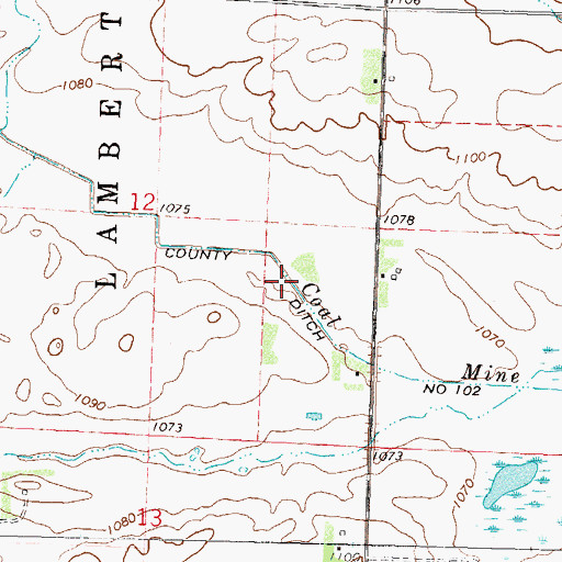 Topographic Map of County Ditch Number One Hundred Two, MN