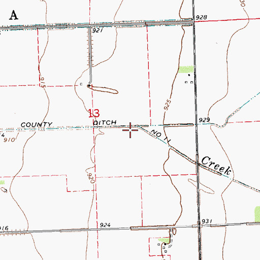 Topographic Map of County Ditch Number Eleven, MN