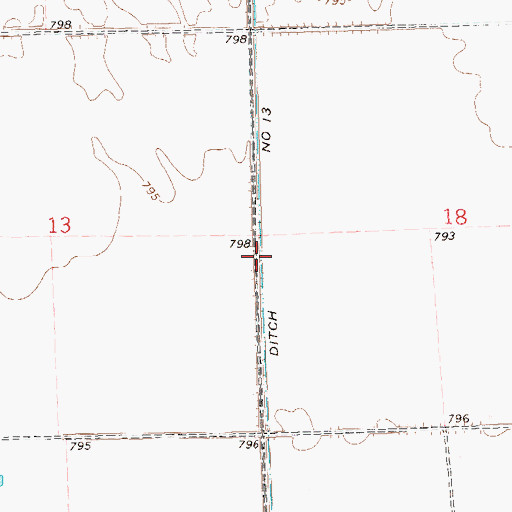 Topographic Map of County Ditch Number Thirteen, MN