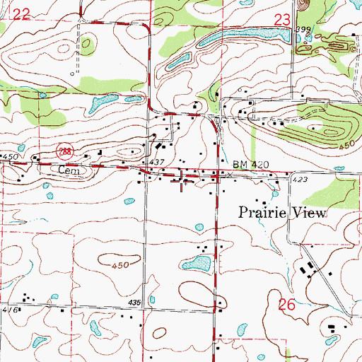 Topographic Map of Prairie View United Methodist Church, AR