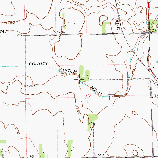Topographic Map of County Ditch Number Fifteen, MN