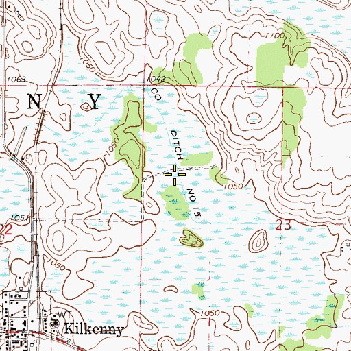 Topographic Map of County Ditch Number Fifteen, MN