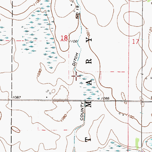 Topographic Map of County Ditch Number Nineteen, MN