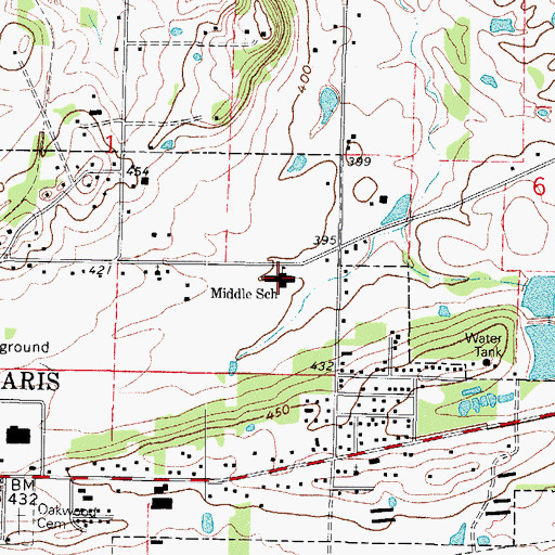 Topographic Map of Paris High School, AR