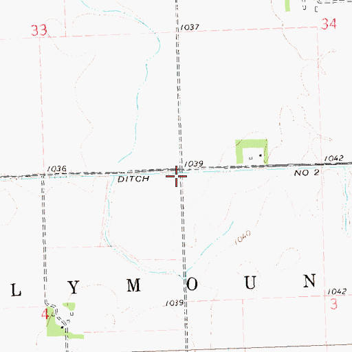 Topographic Map of County Ditch Number Two, MN