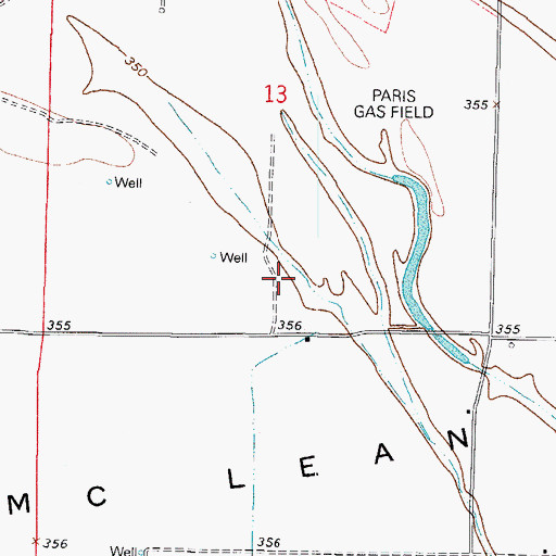 Topographic Map of Paris Gas Field, AR