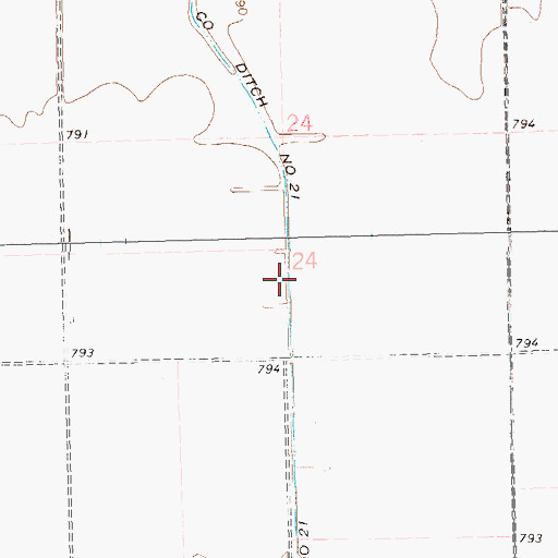 Topographic Map of County Ditch Number Twentyone, MN