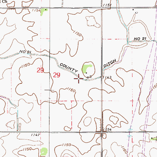 Topographic Map of County Ditch Number Twentyone, MN