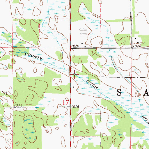 Topographic Map of County Ditch Number Twentytwo, MN