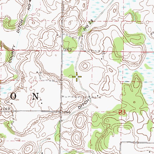 Topographic Map of County Ditch Number Twentythree, MN