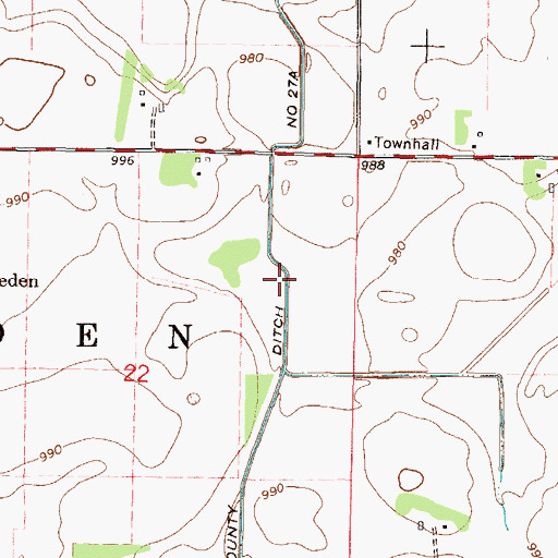 Topographic Map of County Ditch Number Twentyseven A, MN