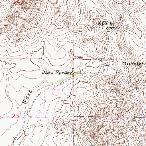 Topographic Map of Jims Spring, AZ
