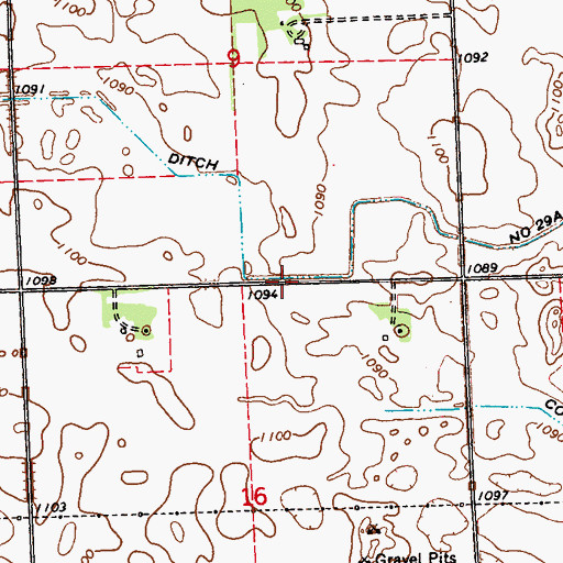 Topographic Map of County Ditch Number Twentynine A, MN
