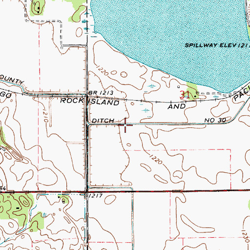 Topographic Map of County Ditch Number Thirty, MN